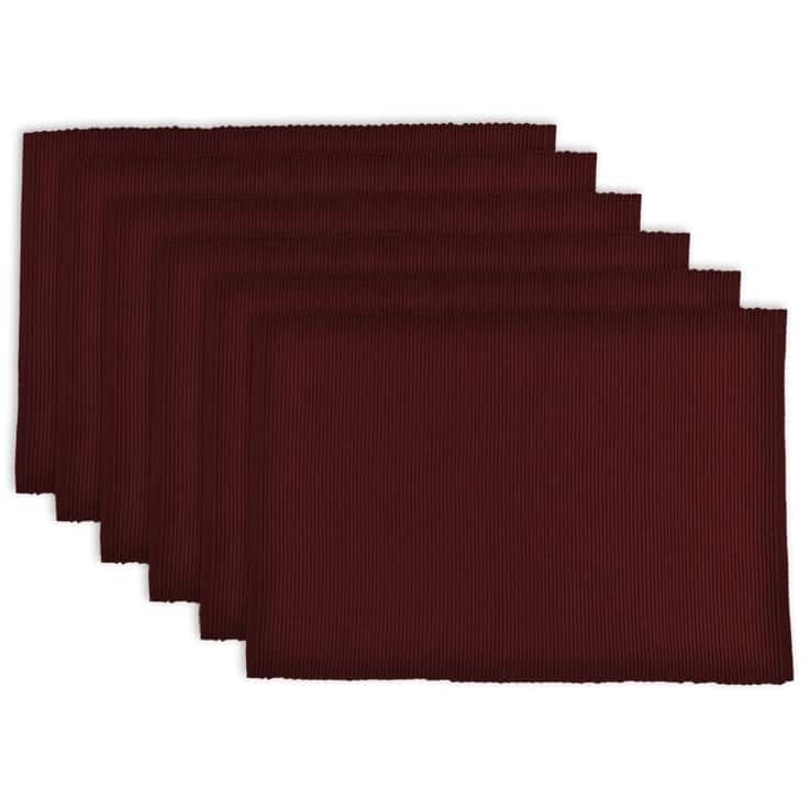 Design Imports Ribbed Kitchen Placemat Set (Set of 6) 13x19 - wine
