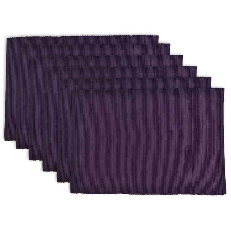 Design Imports Ribbed Kitchen Placemat Set (Set of 6) 13x19 - eggplant