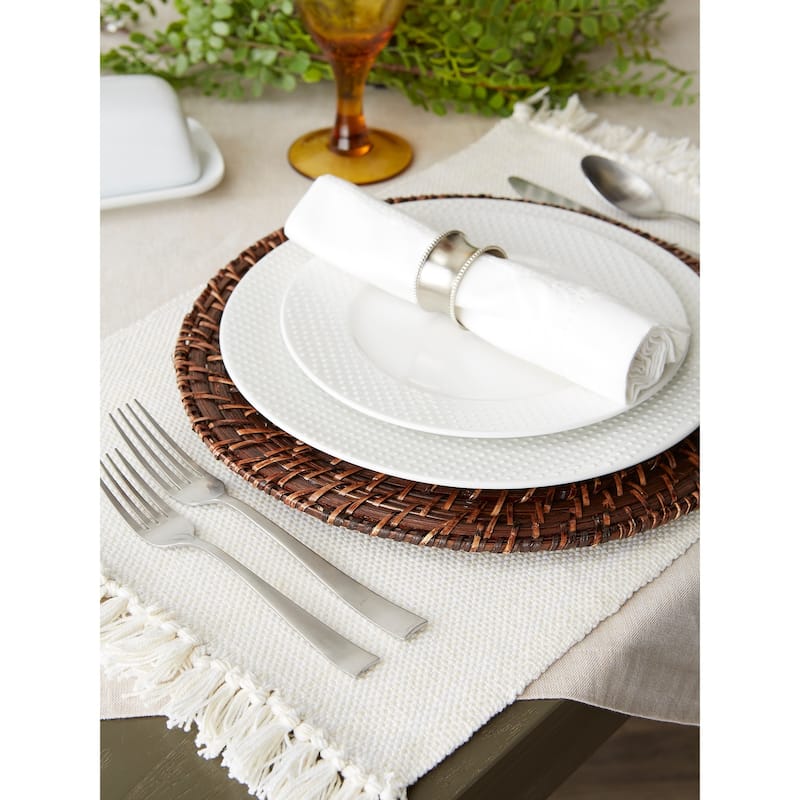 Design Imports Fringe Brown Variegated Kitchen Placemat Set (Set of 6)