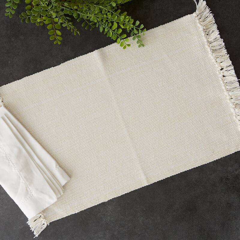 Design Imports Fringe Brown Variegated Kitchen Placemat Set (Set of 6)