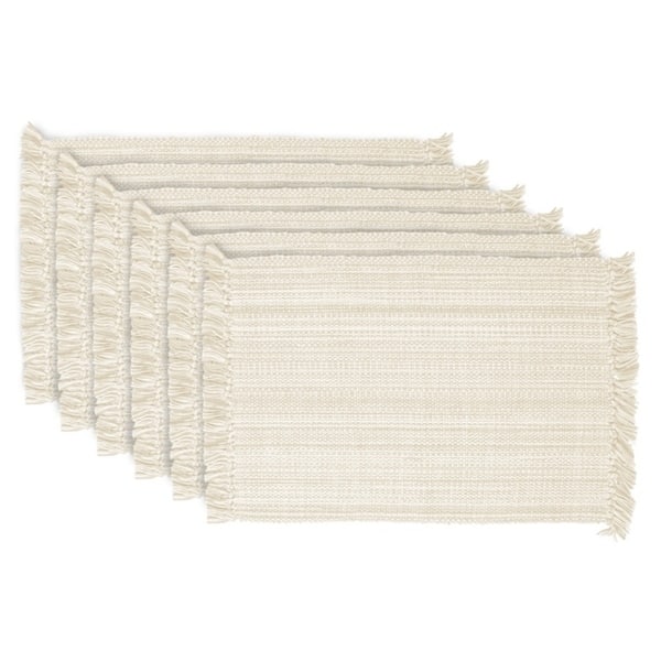 Design Imports Fringe Brown Variegated Kitchen Placemat Set (Set of 6) - Natural