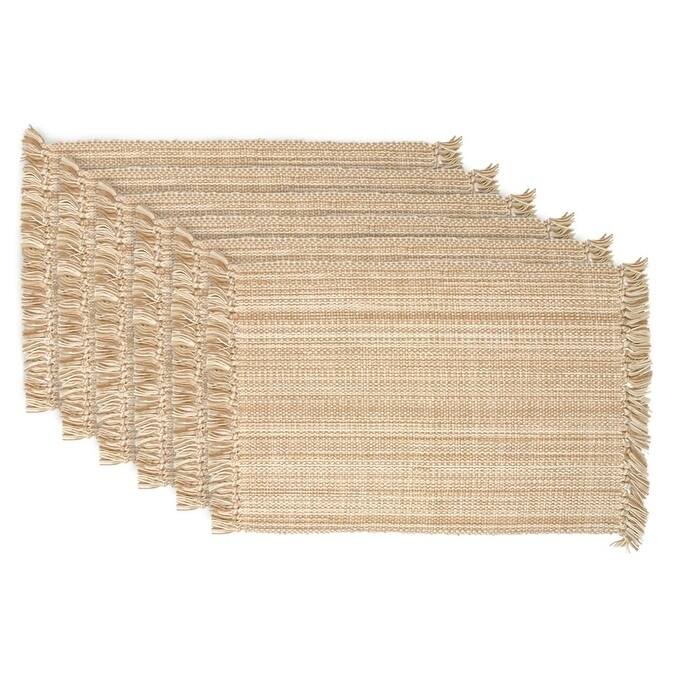 Design Imports Fringe Brown Variegated Kitchen Placemat Set (Set of 6)