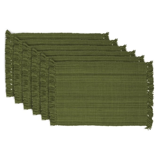 Design Imports Fringe Brown Variegated Kitchen Placemat Set (Set of 6) - Olive