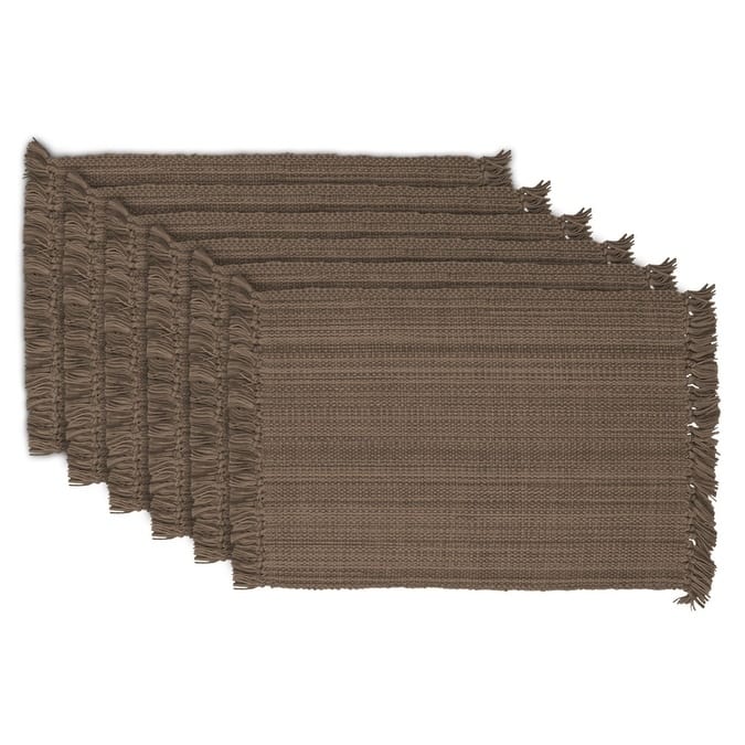 Design Imports Fringe Brown Variegated Kitchen Placemat Set (Set of 6)