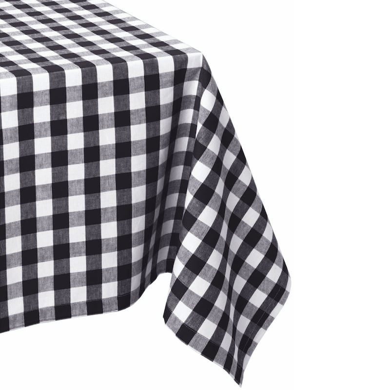 DII Checkers Kitchen Tablecloth - 60 inches x 84 inches - Black - Rectangle