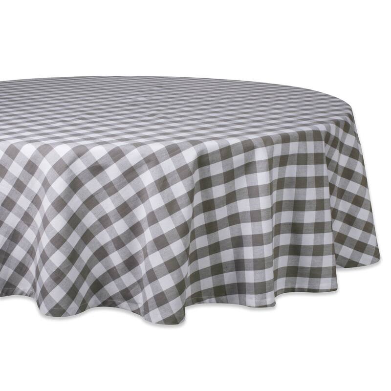 DII Checkers Kitchen Tablecloth - 70" Round - Gray - Round