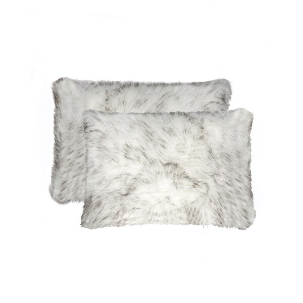 Belton Faux Fur Pillow 12x20 - Gradient Grey - 2-Pack
