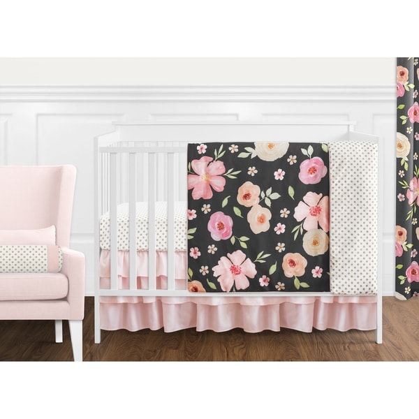pink and gold crib bedding set