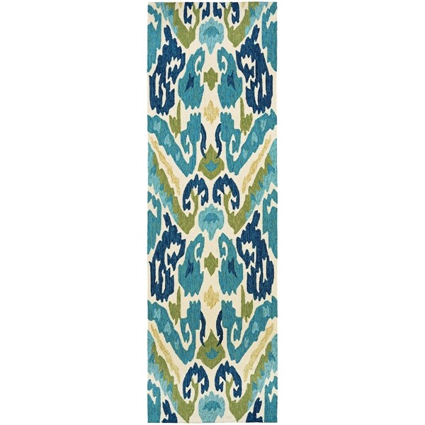 Miami London Blue-Lemon Indoor/Outdoor Runner Rug - 2'6" x 8'6" runner