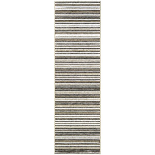 Vector Mendocino Brown-Ivory Indoor/Outdoor Runner Rug - 2'3" x 11'9" Runner
