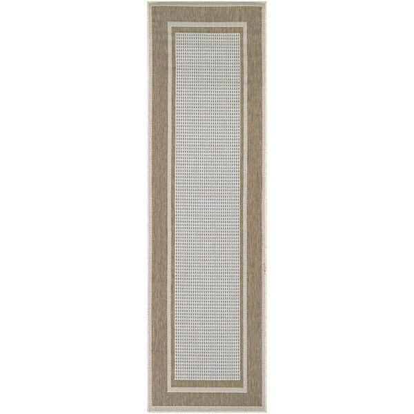 Samantha Plaid Blue-Tan Indoor/Outdoor Runner Rug - 2'3" x 11'9" Runner