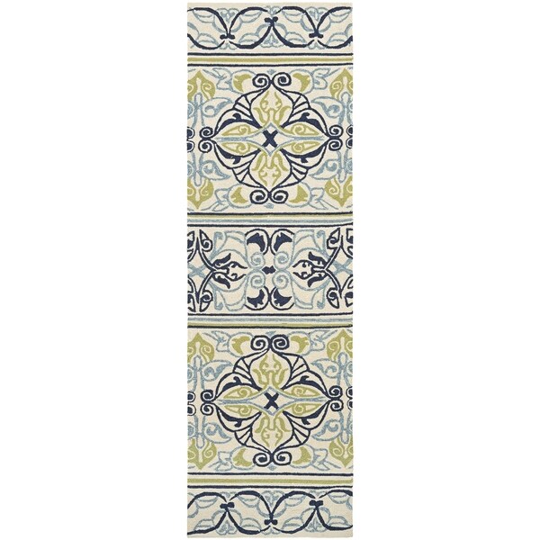 Miami Fleur Ivory-Lime Indoor/Outdoor Runner Rug - 2'6" x 8'6" runner