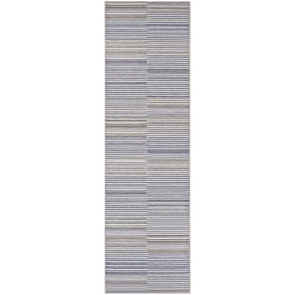 Vector Cannon Ivory-Charcoal Indoor/Outdoor Runner Rug - 2'3" x 11'9" Runner