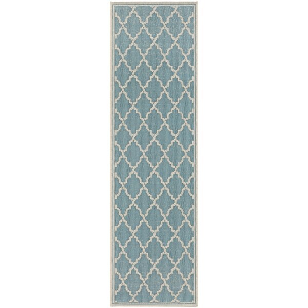 Samantha Casbah Turquoise Indoor/Outdoor Runner Rug - 2'3" x 7'10" Runner