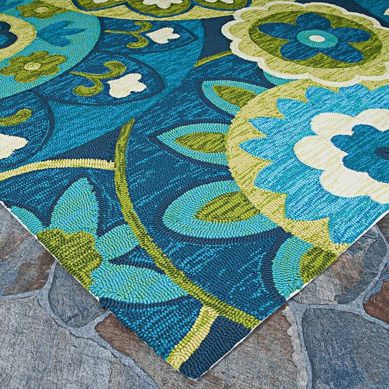 Dream Decor Rugs Miami Sundial Teal Green Indoor Outdoor Area Rug