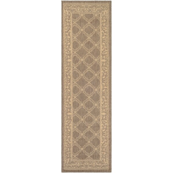 Pergola Garden Trellis Cocoa-Natural Indoor/Outdoor Runner Rug - 2'3" x 7'10" Runner
