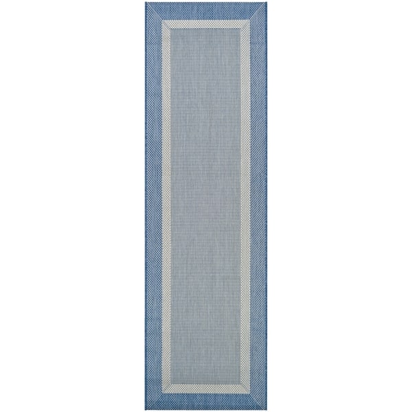 Pergola Channel Champagne-Blue Indoor/Outdoor Runner Rug - 2'3" x 11'9" Runner