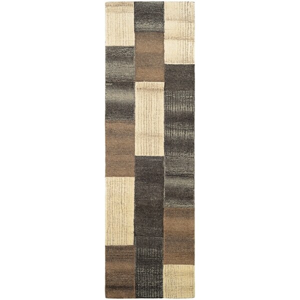 Hand-Crafted Barlow Quilted Stripe Brown Runner Rug - 2'2" x 7'9" Runner