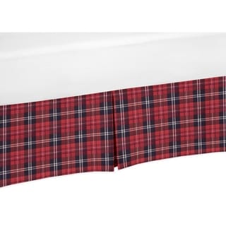 Sweet Jojo Designs Red and Black Woodland Plaid Rustic Patch Baby Boy Collection Crib Bed Skirt