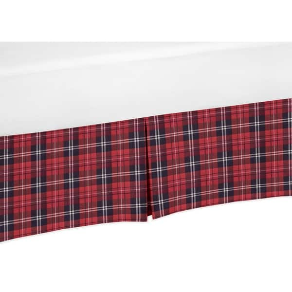 slide 1 of 1, Sweet Jojo Designs Red and Black Woodland Plaid Rustic Patch Baby Boy Collection Crib Bed Skirt