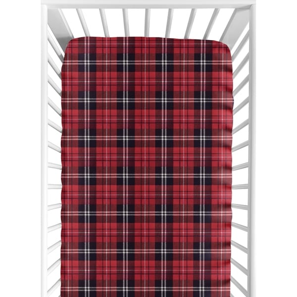 red and black plaid crib sheet