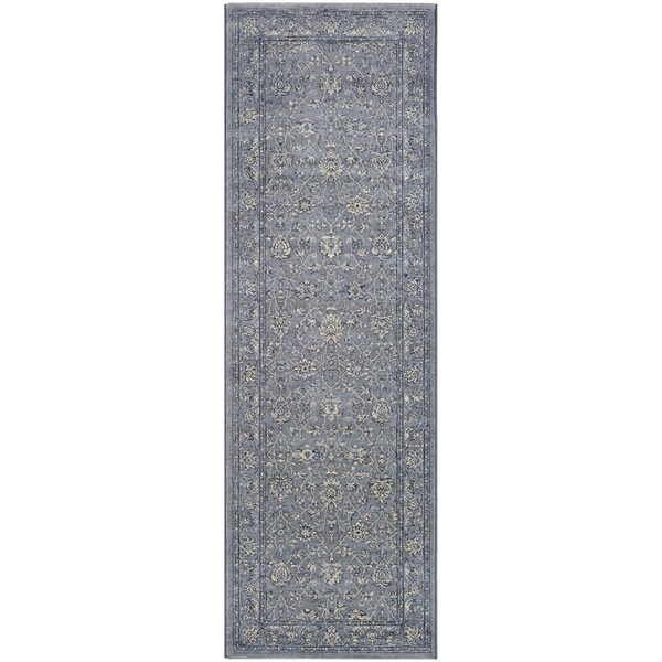 Serai All Over Meshed Blue Runner Rug - 2'7" x 7'10" runner