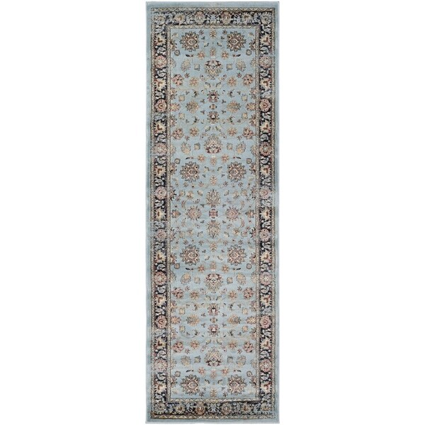 Couristan Zahara Farahan Amulet Light Blue-Black Runner Rug - 2'7" x 7'10" runner
