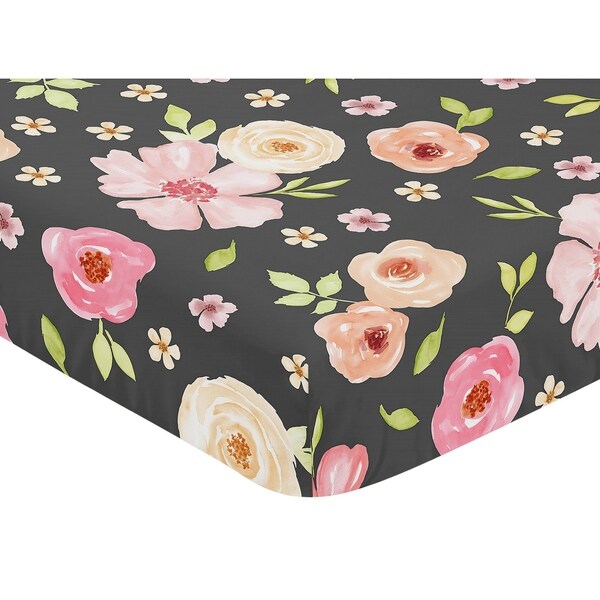black rose crib sheet