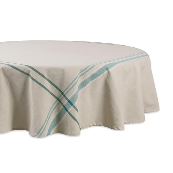Design Imports Round French Stripe Kitchen Tablecloth 70 Inch Wide X 70 Inch Long Overstock 21218658