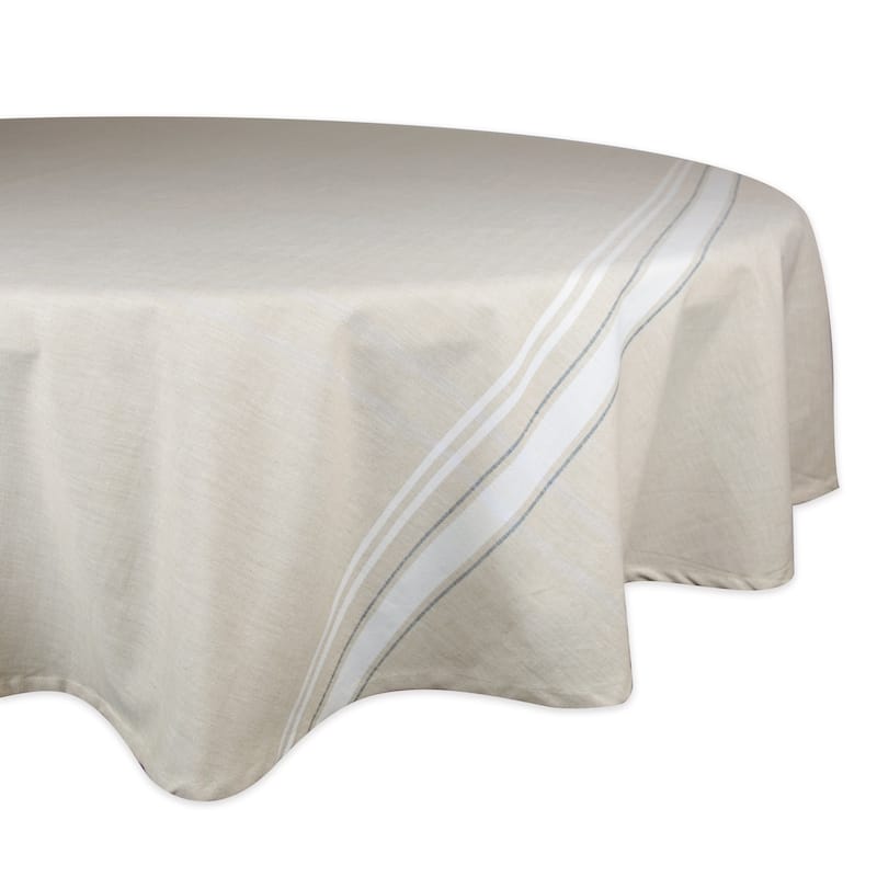 Design Imports French Stripe Cotton Kitchen Tablecloth - 70" round - White Stripes