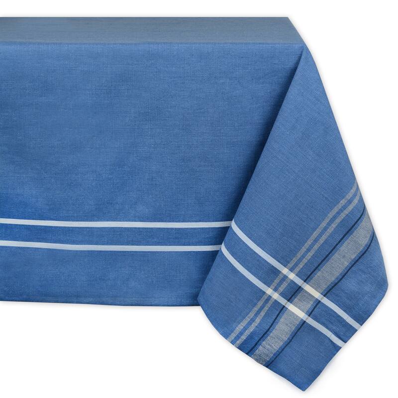 Design Imports French Stripe Cotton Kitchen Tablecloth - 60 x 120" - Blue Chambray