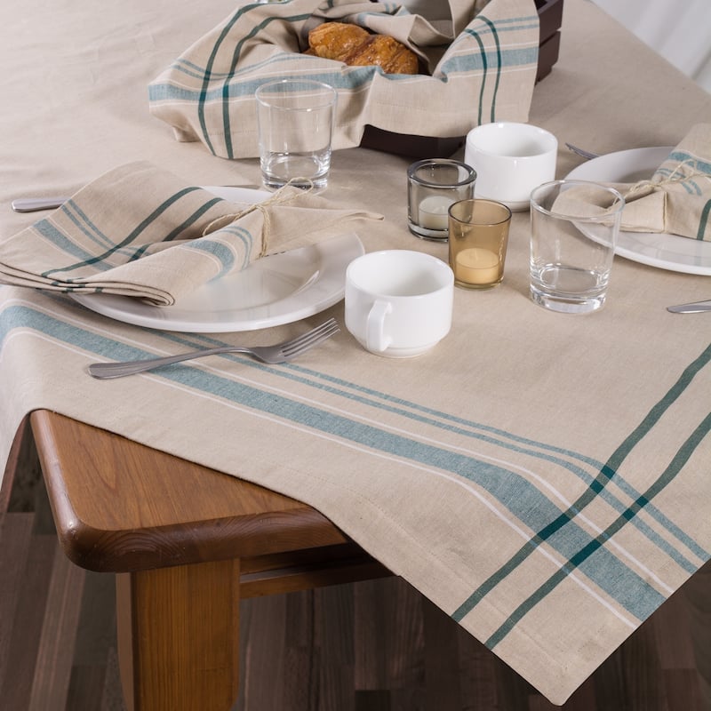 Design Imports French Stripe Cotton Kitchen Tablecloth