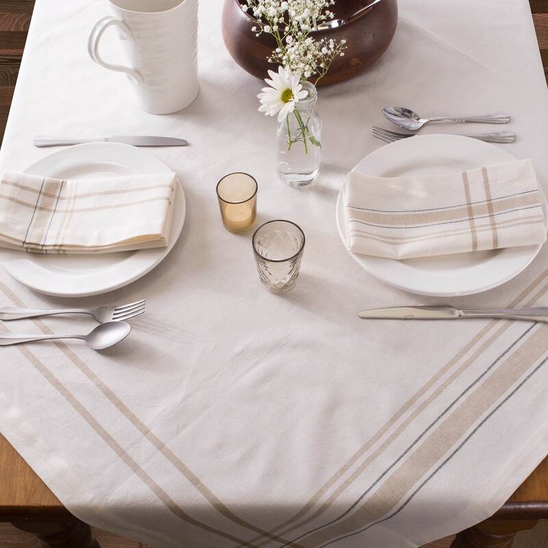 Design Imports French Stripe Cotton Kitchen Tablecloth