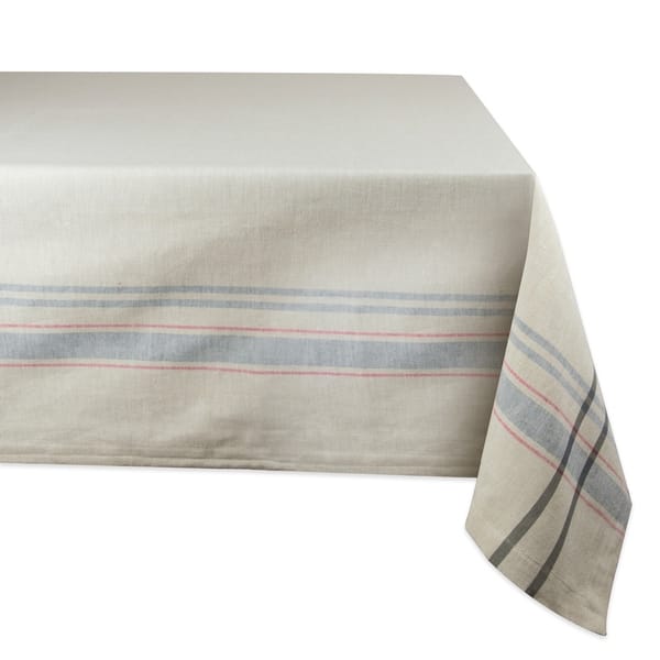 Design Imports Round French Stripe Kitchen Tablecloth 70 Inch Wide X 70 Inch Long Overstock 21218658