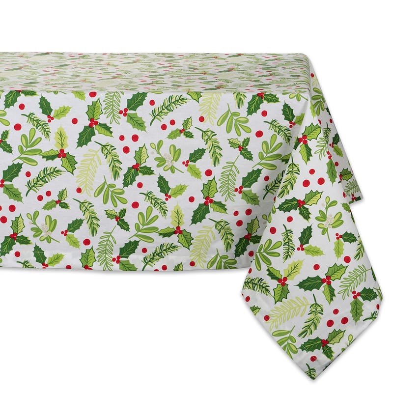 Design Imports Cozy Christmas Plaid Kitchen Tablecloth - 52x52" - Boughs of Holly