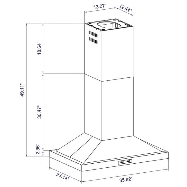 Winflo 36-in Convertible Stainless Steel Island Range Hood with Baffle ...