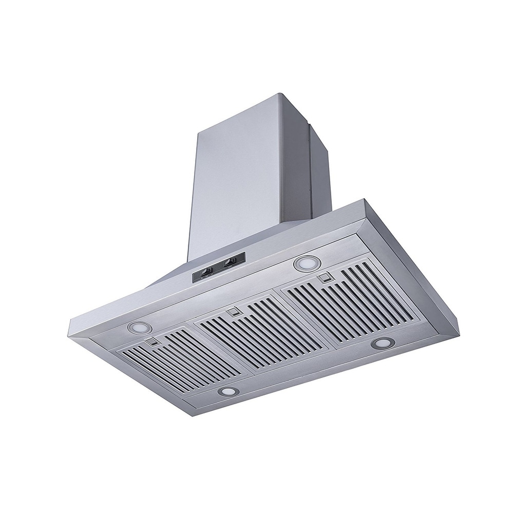 Winflo 36" Convertible Stainless Steel Island Range Hood With Charcoal ...