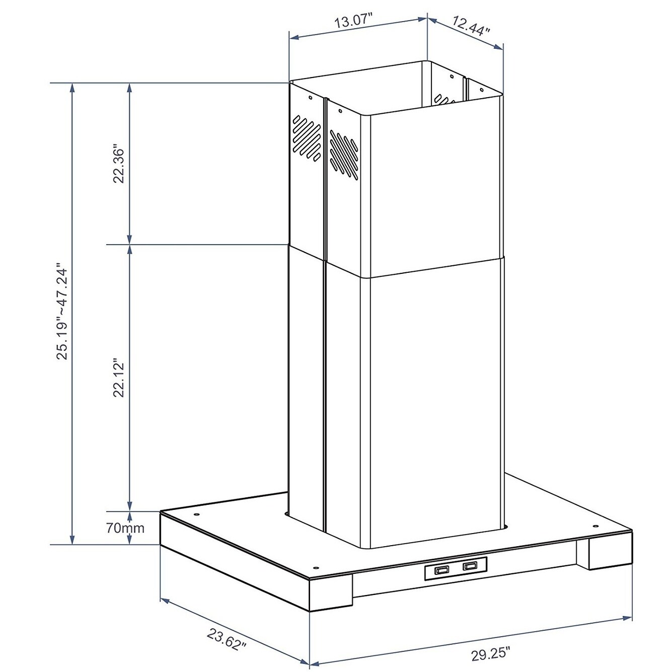 IKTCH 30 inch Vent Island Mount Range Hood 900 CFM Stainless Steel - 30