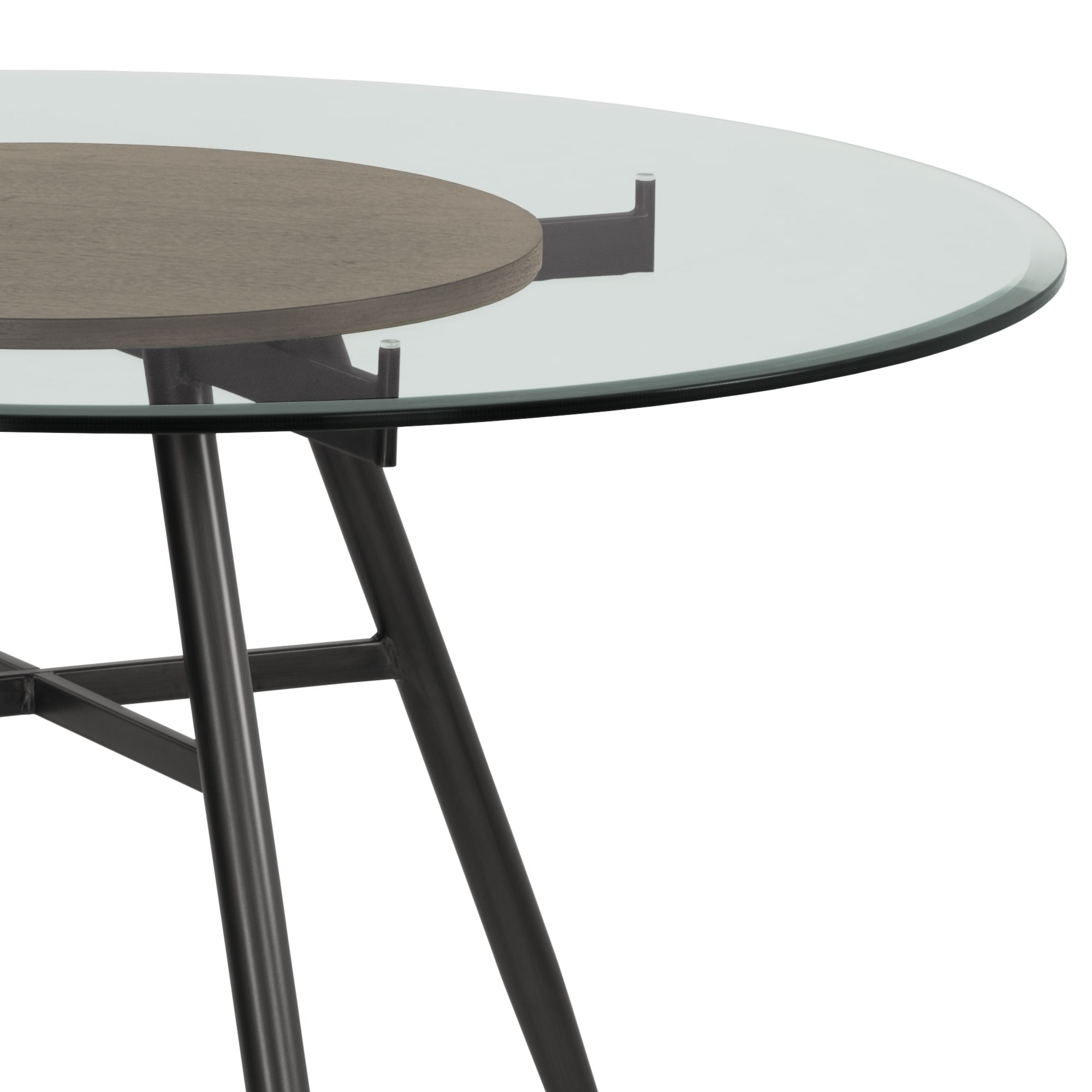 Armen Living Davis Contemporary Round Dining Table In Mineral Finish With Clear Tempered Glass Top Overstock 21219602