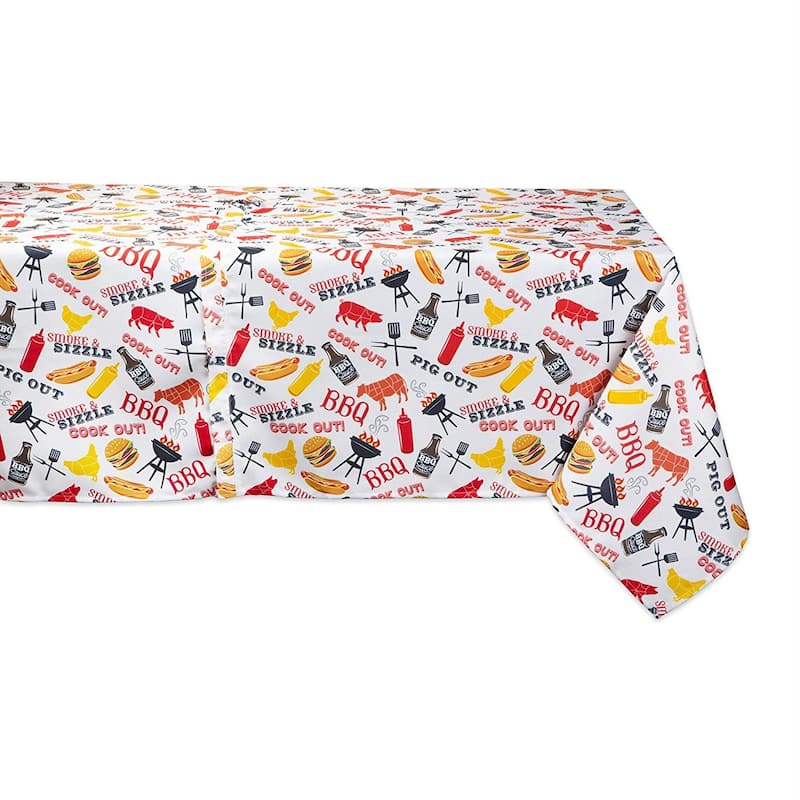 Design Imports Outdoor Tablecloth - Barbeque - Stripe - Rectangle - 60x120" w/ Zipper
