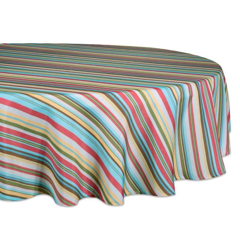 Design Imports Outdoor Tablecloth - Summer Stripe - Stripe - Round - 60" Round