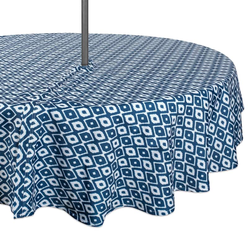 Design Imports Outdoor Tablecloth - Blue Ikat - N/A - Round - 52" Round w/ Zipper