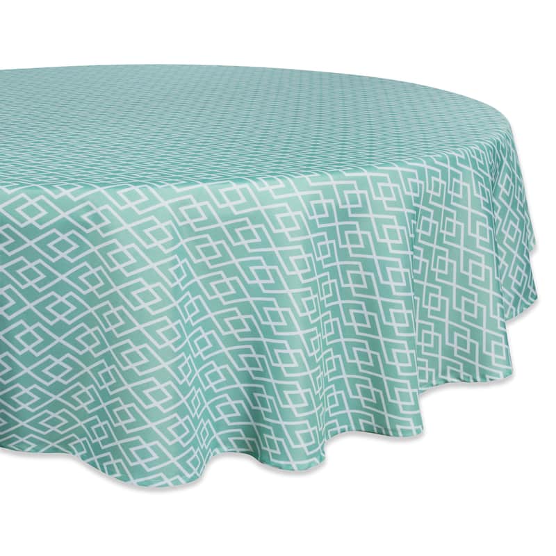 Design Imports Outdoor Tablecloth - Aqua Diamond - Geometric - Round - 60" Round