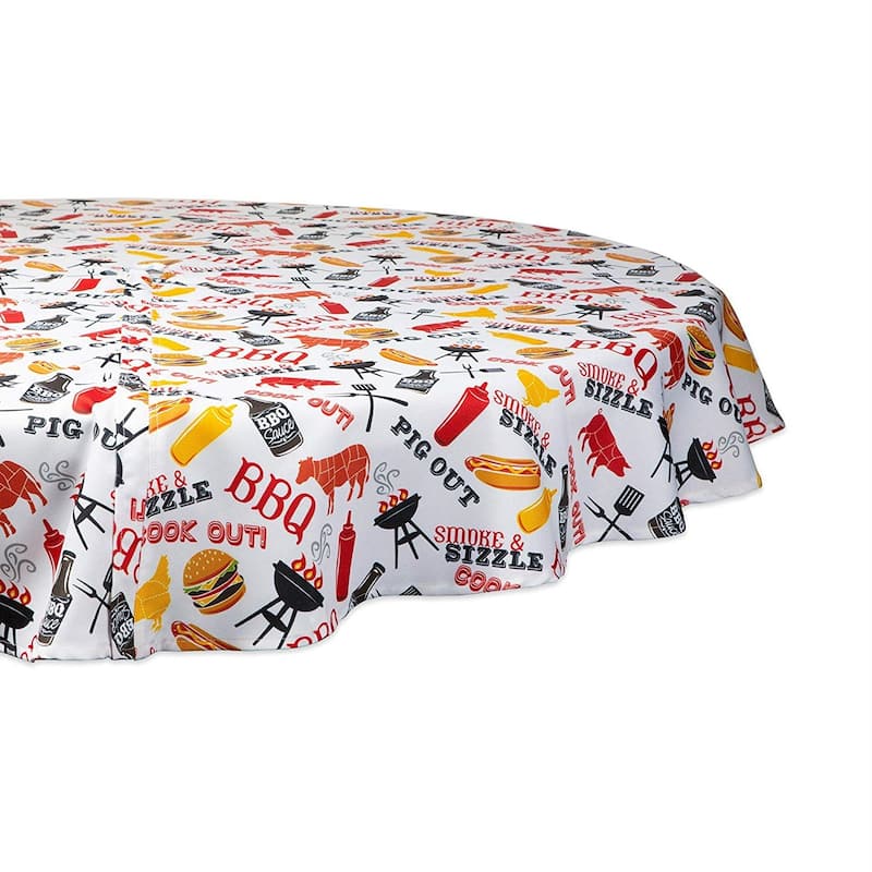 Design Imports Outdoor Tablecloth - Barbeque - Stripe - Round - 60" Round w/ Zipper