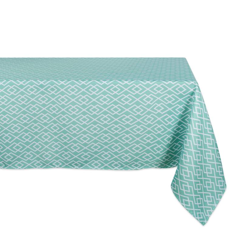 Design Imports Outdoor Tablecloth - Aqua Diamond - Geometric - Rectangle - 60x84"