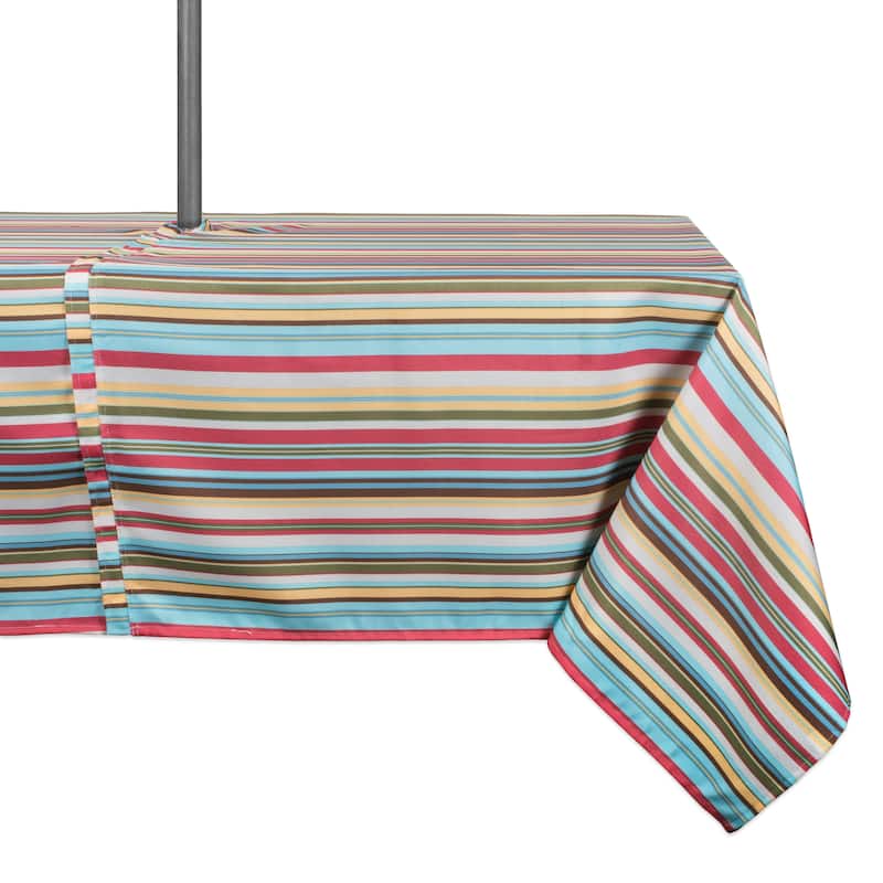 Design Imports Outdoor Tablecloth - Summer Stripe - Stripe - Rectangle - 60x84" w/ Zipper