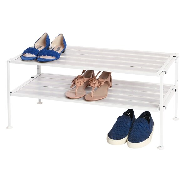 Shop Seville Classics 2 Tier Resin Slat Stackable Shoe Rack Overstock 21219778