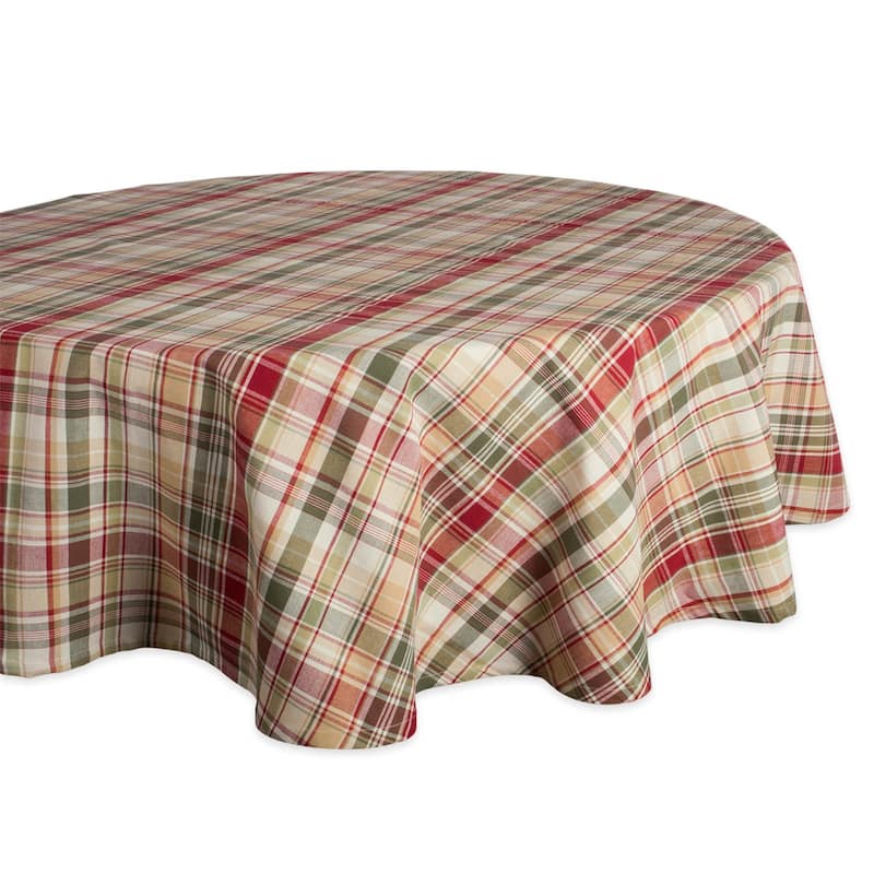 DII Holiday Plaid Kitchen Tablecloth - 70" Round - Cabin Plaid
