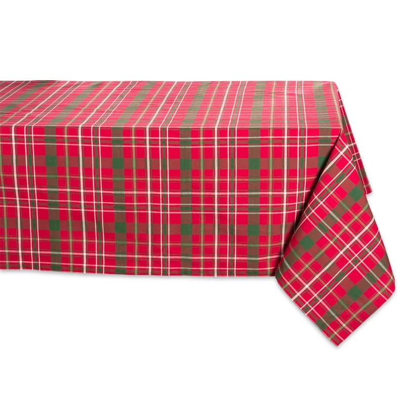 DII Holiday Plaid Kitchen Tablecloth - 52x52" - Tartan Holly Plaid