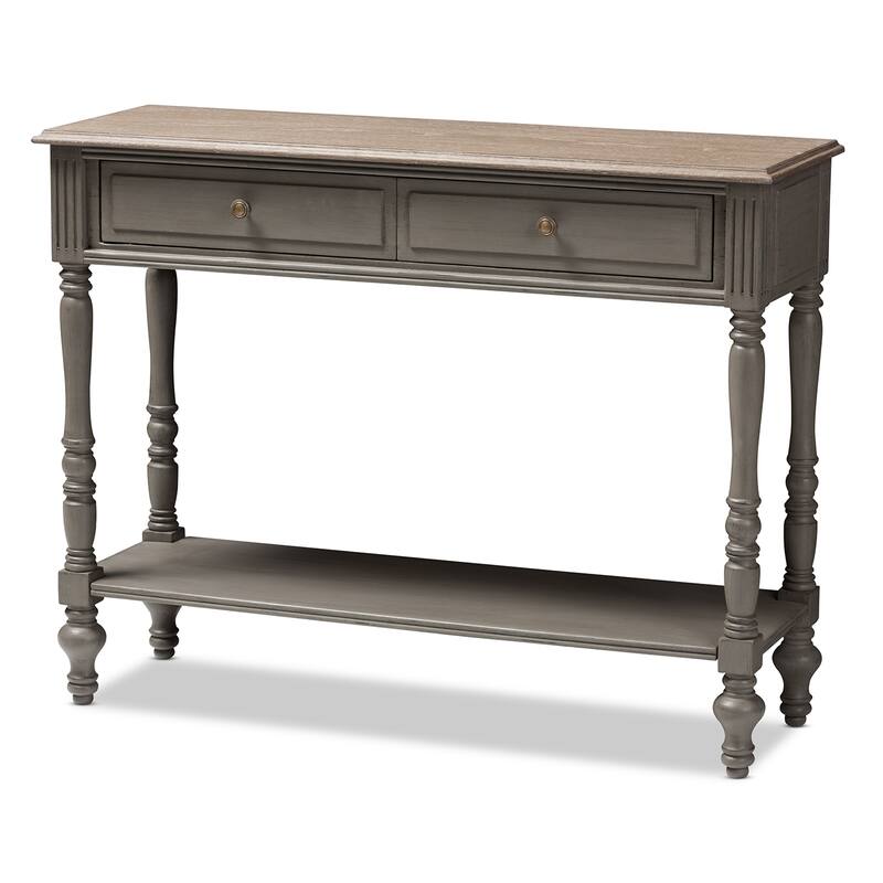 Country Cottage Brown 2-Drawer Console Table by Baxton Studio